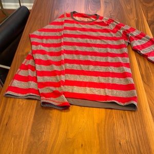 Lululemon rare long sleeve tech shirt red & gray striped sz xl
